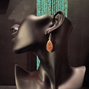 Elegant 925 Sterling Silver and Poppy Jasper Teardrop Earrings